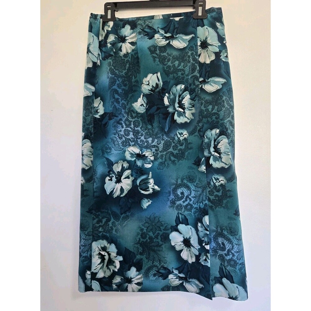 Liz Baker Skirt Womens 10P Blue Dark Floral Boho Festival Granola Coastal Beach